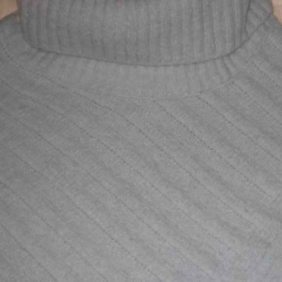 Chicos Poncho Great Condition M Blue Turtleneck Cozy Textured Pullover Sweater - Picture 8 of 11